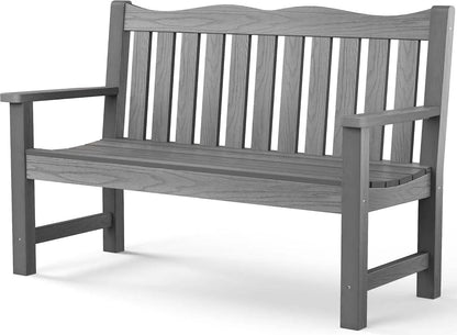 Outdoor Bench, 2-Person Garden Benches for Outdoors, All-Weather HIPS Garden Bench with 800 lbs Weight Capacity - MarvelouStoree