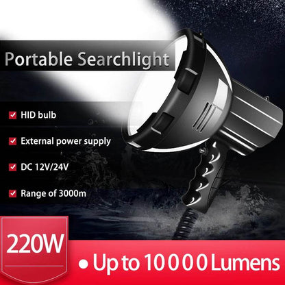 Powerful Flashlight 10000 LM High Power Flashlights 220W Work Light Camping Hunting Spotlights 12v Searchlight HID Torch Light - MarvelouStoree