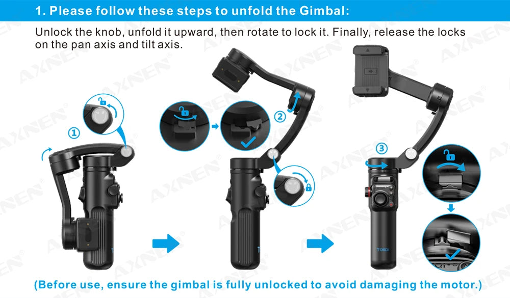 Handheld Gimbal Stabilizer Selfie Tripod with Wireless Remote for Smartphone 3-Axis Anti Shake Gimbal Foldable for iPhone Xiaomi