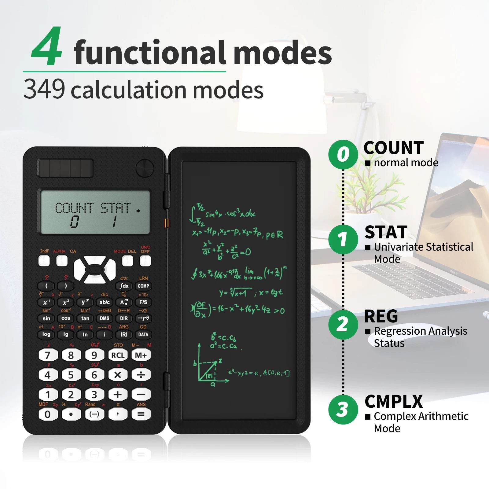 Scientific Calculator With Writing Tablet 991MS 349 Functions Engineering Financial calculator For School Students Office Solar