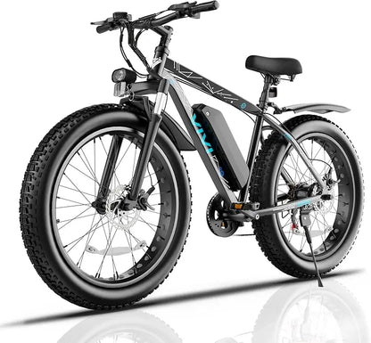 Qvivi f26ful peak 1000W 26 "x 4.0 fat tire electric bike with 48V 13ah removable battery, 7speed, top 26mph, CR