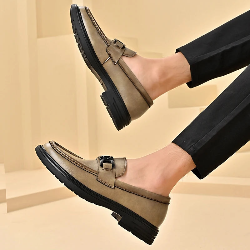 Handmade Casual Loafers Breathable Male Driving Flats Hot Sale Man Platform Business Shoes Genuine Leather Men's Slip on Shoes