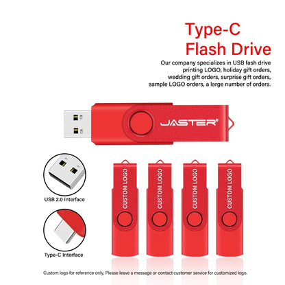 TYPE-C USB Flash Drive 128GB Real Capacity Pen Drive 64GB Free Key Chain Memory Stick Creative Business Gift Red U Disk Blue 32G