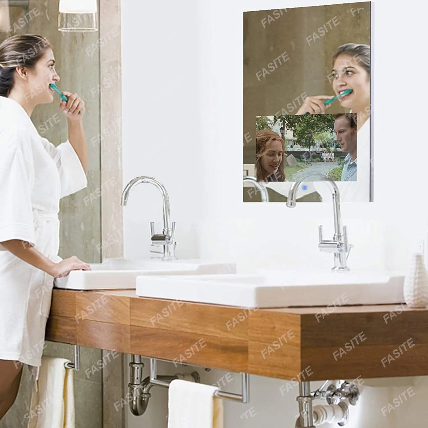 For  24 x 32 Inch Bathroom Vanity Smart Mirror with 21.5" Full Touch Screen Android 11 TV, Wi-Fi Bluetooth 3 Color