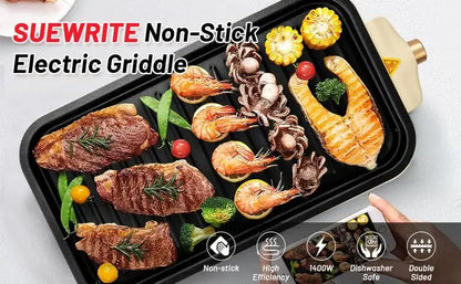 Pukomc Smokeless Indoor Grill Mother's Day, Non-Stick Cooking Removable Plate, Portable Electric Korean BBQ Grill