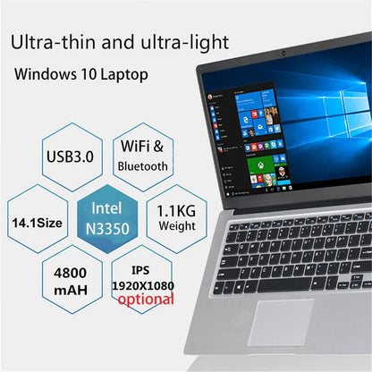 Molosuper 2022 14 inch Cheap School/Office Sales Laptop Notebook 6GB 64GB USB 3.0 WiFi Windows 10 Portable Netbook