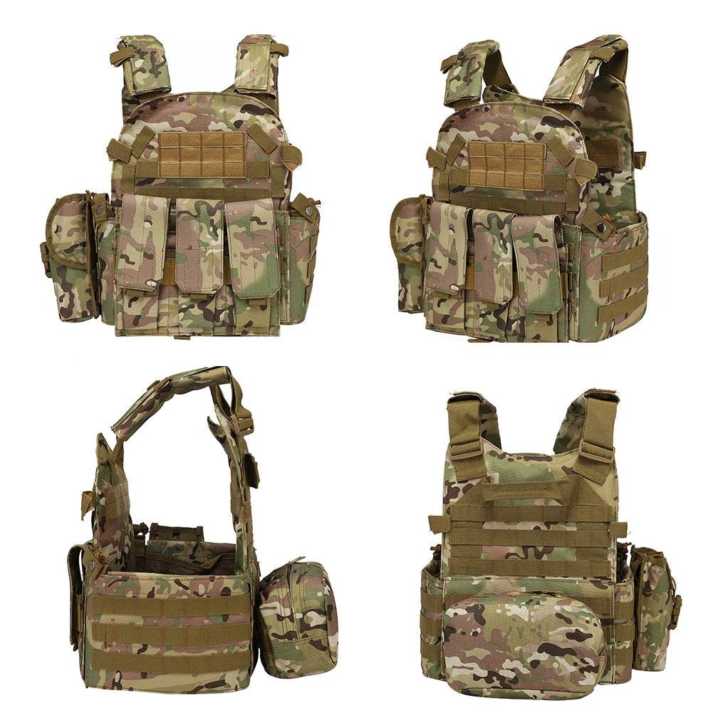 6094 Tactical Vest Nylon Gear Body Armor Combat Army CS Gear Hunting Plate Airsoft Wargame Pouch Camouflage Plate Carrier Vest - MarvelouStoree