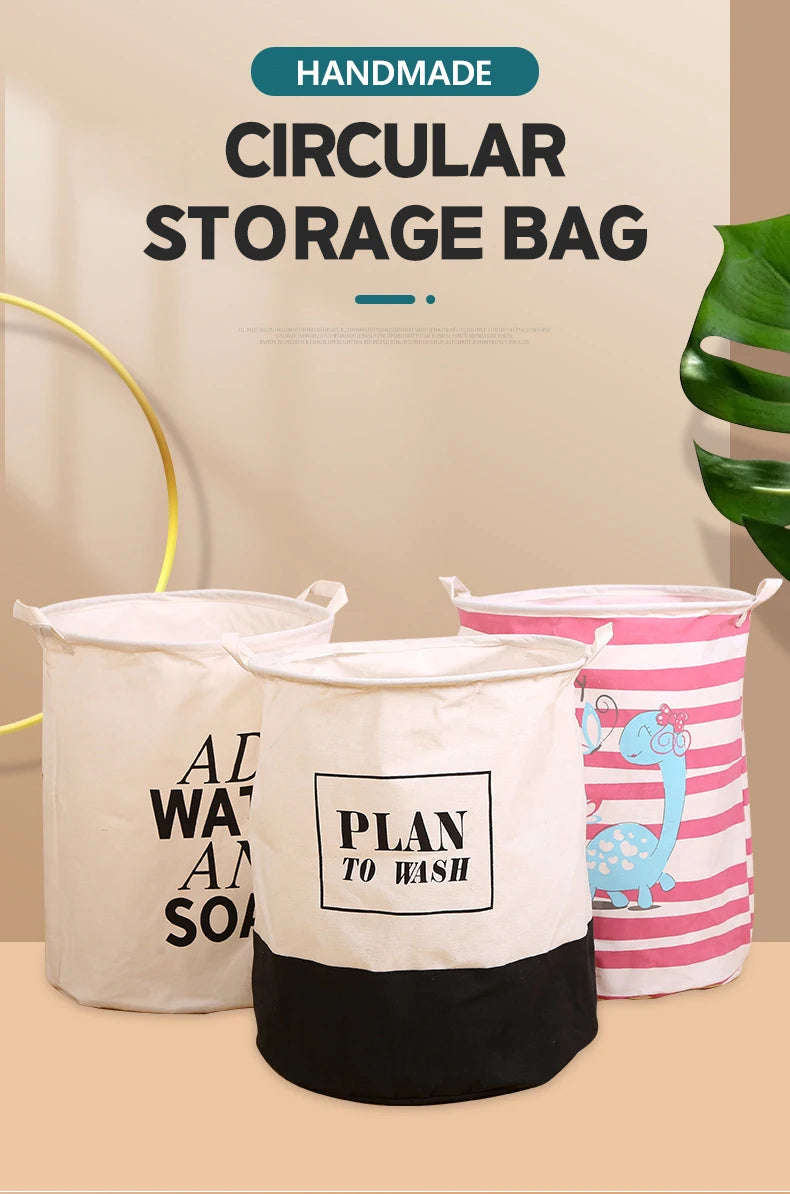 Waterproof Laundry Basket Toy Clothes Storage Basket Basket Cotton Linen Laundry Basket Dirty Clothes Storage