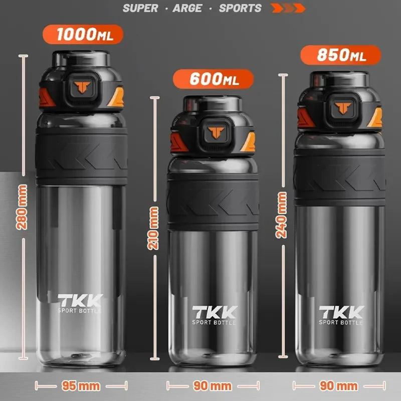 TKK 600/800/1000ml Sports Watter Bottle Tritan BPA-free Straw Portable Leak-proof Plastic Drinkware Outdoor Fitness Kettle