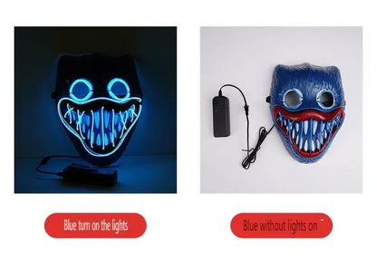 Halloween Luminous Mask Bobby Bobby Cold Light Mask Cyberpunk Funny Personality Decoration Party Props Do Not Contain Batteries