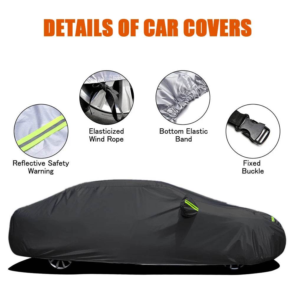 S-XXL Car Cover Sedan Full Covers with Reflective Strip Sunscreen Protection Dustproof&Waterproof UV Scratch-Resistant Universal - MarvelouStoree