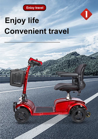 New Folding Electric Scooter for Elderly and Disabled Armrest Seat Adults 4 Wheels Leisure Portable Mobility Scooter 300W24V20AH