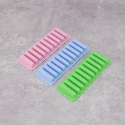 10 Grids Long Stick Ice Tray Non-Stick Easy Release Push Popsicle Out Cylinder Silicone Ice Cube Mould Tray Jelly Chocolate Mold