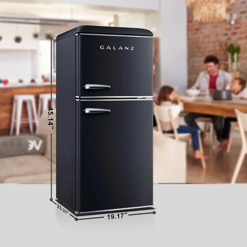 Galanz GLR40TBKER Retro Compact Refrigerator, Mini Fridge with Dual Doors, Adjustable Mechanical Thermostat with Freezer - MarvelouStoree