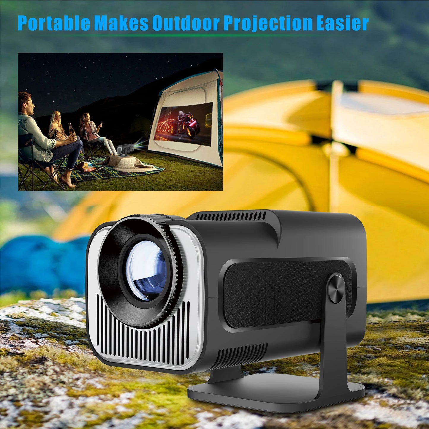 HY320Mini 720P Android 11 4K Home Projector 320ANSI Dual band Wifi6 Wireless 5.0 Cinema Outdoor Portable 180 ° Rotating Projecto