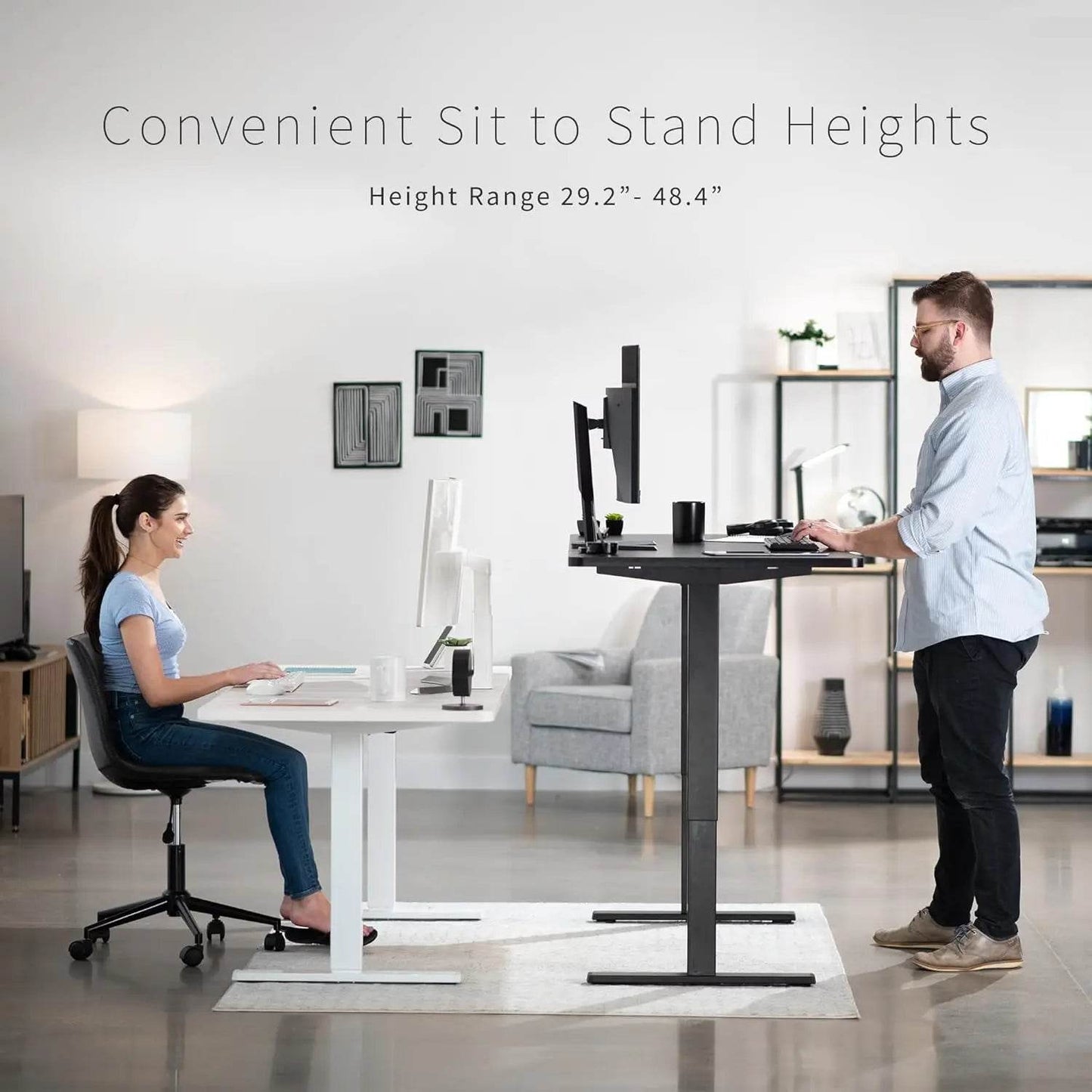 Electric Rustic Standing Desk Workstation, Memory Controller Height Adjustment Particle Board, Steel Computer Standing Desk - MarvelouStoree