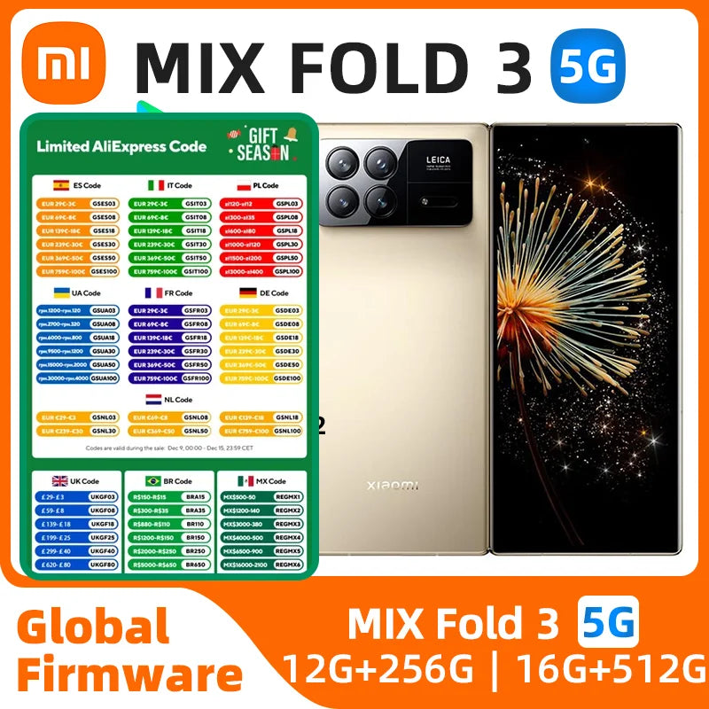 Xiaomi MIX FOLD 3 5g SmartPhone Snapdragon8 Gen2 8.03" OLED 120hz Screen 50MP Leica Camera 4800mAh  Android Original Used Phone