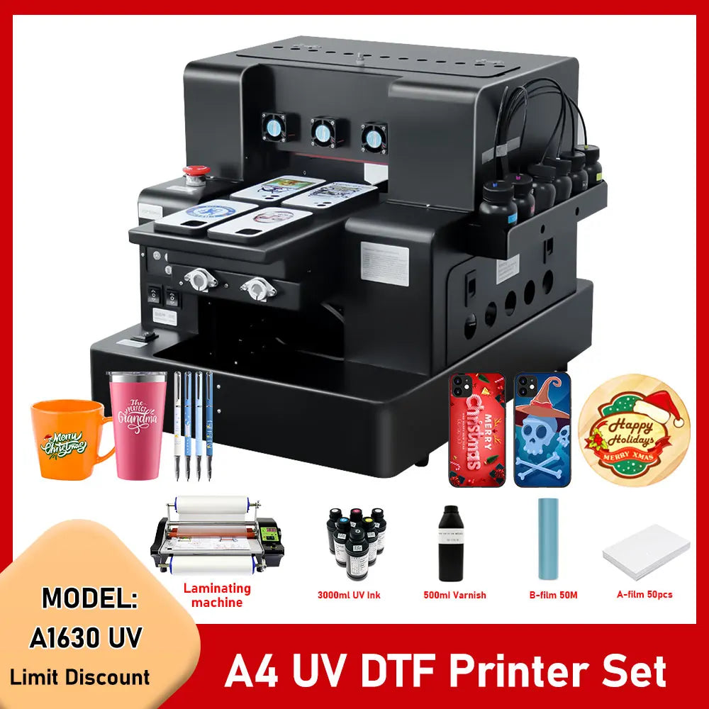 UV Printer A4 Size Epson L805 Phone Case UV Flatbed Printer with Varnish UV DTF Printer Sticker For Bottle Golf Acrylic PVC Pens