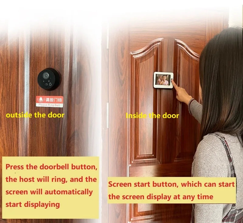 4.3 Inch video peephole Viewer IR Night Vision HD Camera Cat Eye Door Bell Smart HomeUltra wide angle Video Doorbell Camera