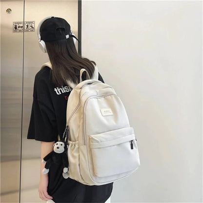 2024 New Solid Color Fashion Lady High Capacity Waterproof College Backpack Trendy Girls Laptop School Bags Girl Travel Book Bag