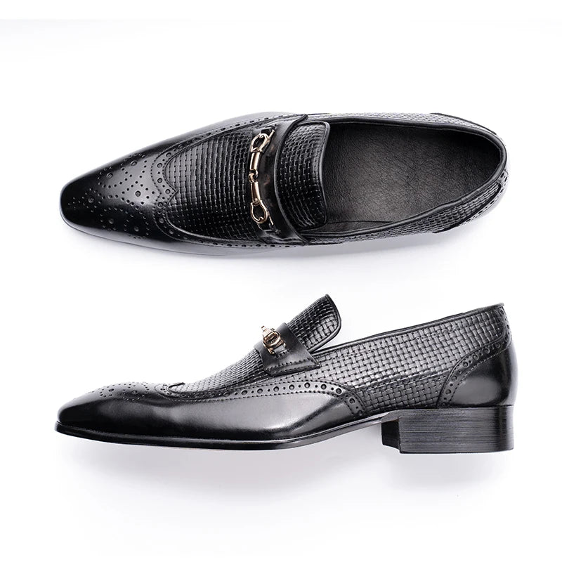 Fashion Business Casual Genuine Leather Shoes Handmade Party Wedding Wear Men Office Dress Shoe Big Size 39-50 Black Loafers