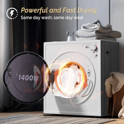 Portable Clothes Dryer, Electric Compact Front Load Tumble Laundry Dryer with Stainless Steel Tub & Easy Control Knob, Home,Dorm