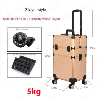 Multi-functional New Trolley cosmetic bag,rolling luggage Makeup Toolbox case Cosmetic Bags on Wheel,Nail tattoo trolley box bag - MarvelouStore