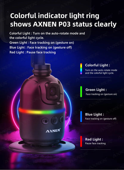 AXNEN AI P03 Smart Gimbal 360 Auto Face Tracking All-in-one Rotation for Smartphone / Cameras / Action Cam Video Vlog Recording