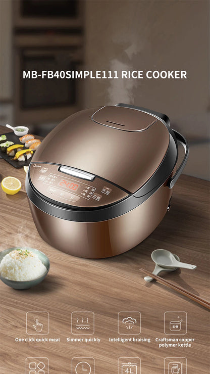 Midea rice cooker household 4L multifunctional mini rice cooker available for 2-4 people with intelligent appointment