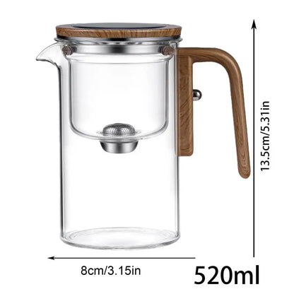 Water Separation Inner Container Teapot One Click Magnetic SwitchTea Separation Filtration Glass Tea Pot Wood Handle Tea