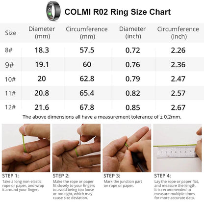 [2024 ] COLMI R02 Smart Ring Military Grade Titanium Steel Shell Health Monitoring IP68 & 5ATM Waterproof Multi-sport Modes - MarvelouStoree