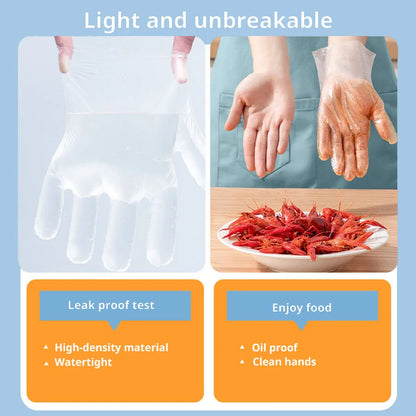 100/1000Pcs Plastic Disposable Gloves Food Grade Clear Gloves Household Cooking Dealing Cleaning Kitchen Restaurant BBQ Glove