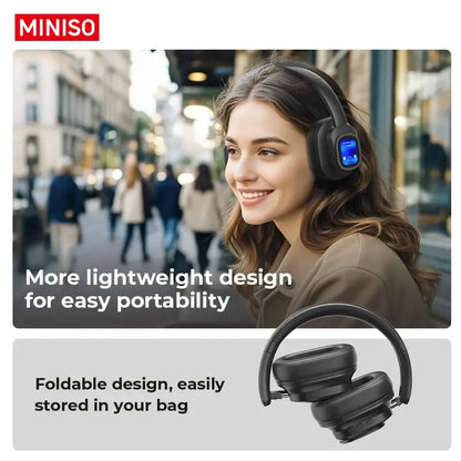 MINISO G90 Wireless Headphones with Built-in Microphone Noise Cancellation Touch Screen Headset,Earbuds Foldable Gaming Headset