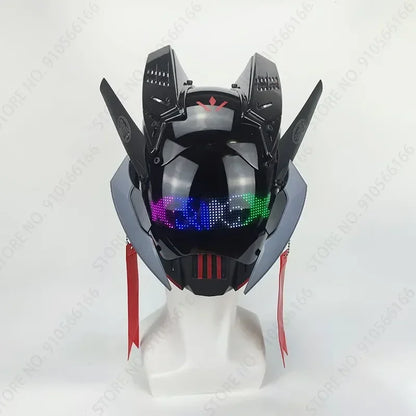 Cyberpop Punk Mask Light Up Rolling Subtitles Screen Mask Cosplay Mech Soldier Technology App Control Helmet Role Play Xmas Gift