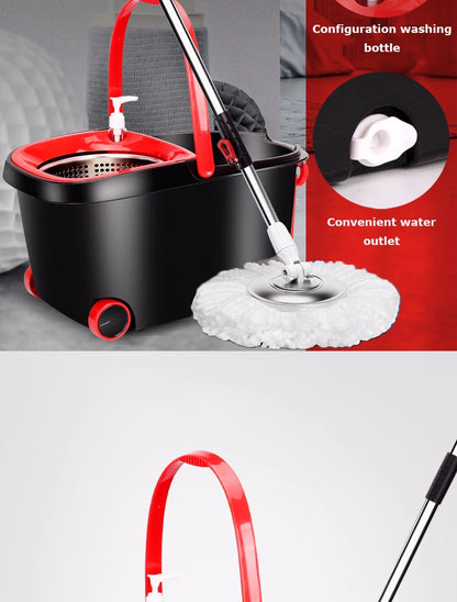 Rotating Mop and Bucket Thickened Bucket Body Stainless Steel Basket With Roller Can Be Gragged Household Things for the home