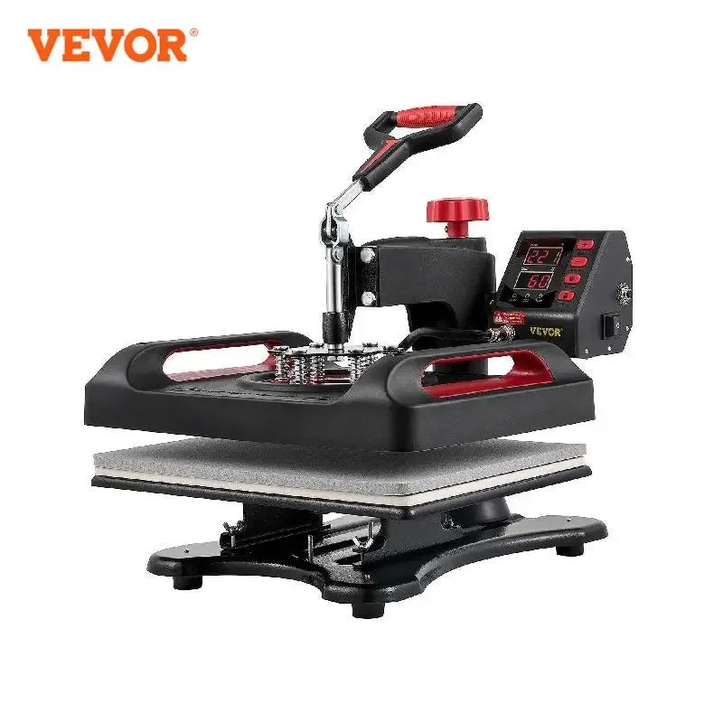 VEVOR 5/8in1 15x15"/12x15" Dual-tube Heating Insulation Cotton Heat Press Sublimation Machine 360° Swing Design for T-shirts Etc