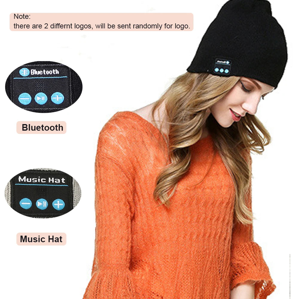 Winter Wireless Bluetooth-compatible Headphone Hat Earphone Sport Music Knitted Headset Cap With MIC Works On All Smartphones