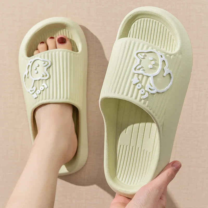 Summer Slippers Bathroom Platform Non-Slip Home Bear Cartoon Flip Flops Beach Women Slipper Sandals Slides Indoor Outdoor 2023