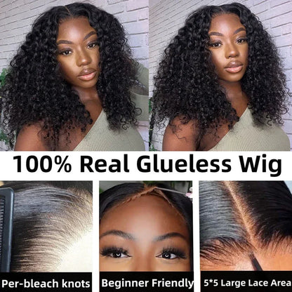 Wear And Go Bob Wigs For Women Human Hair 180% Water Wave Glueless Wig Ready To Go Human Hair Wigs Pre Cut Lace Air Wig Sale 180