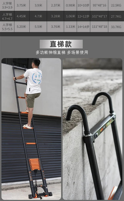 Multifunction Folding Ladder Aluminum Alloy Telescopic Ladder Thickened Herringbone Ladder Portable Lift Engineering Stairs