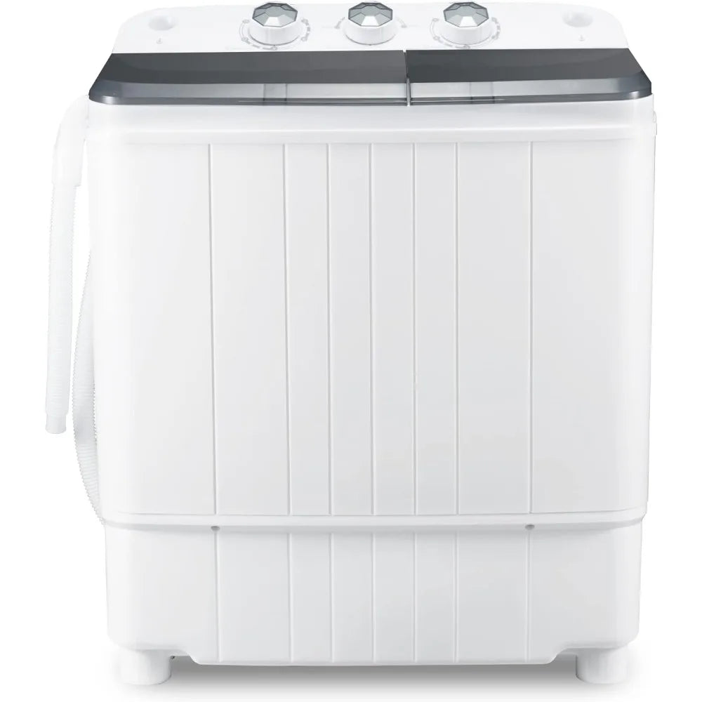 Portable Washing Machine 17.6Lbs Capacity Mini Compact Twin Tub Laundry Washer & Spinner with Gravity Drain Pump for Apartment