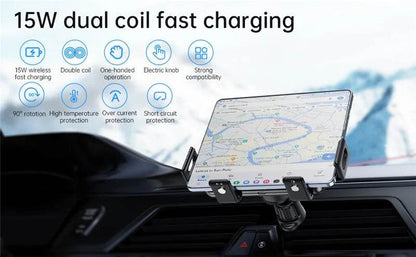 Dual Coil Fold Screen Car Wireless Charger For Samsung Galaxy Z 4 3 Fold Flip iPhone 15 14 Fast Phone Charging Vent Mount Holder - MarvelouStoree