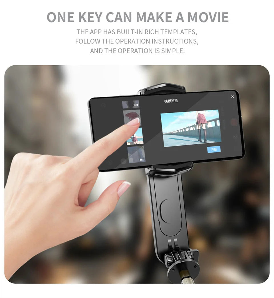 wireless Following the shooting Mode Gimbal Stabilizer Selfie Stick Tripod with Fill Light for iPhone Cell Phone Smartphone