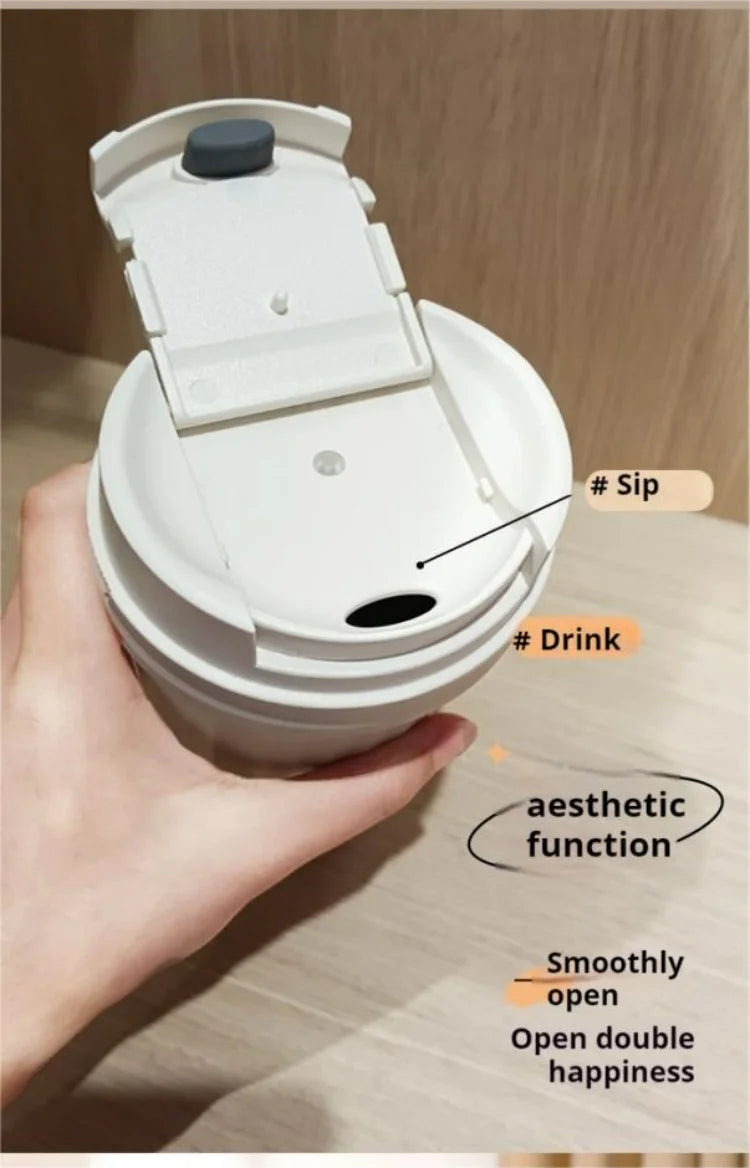 300ml/500ml Stainless Steel Coffee Cup Ceramic Insulation Cup Leak-proof Car Vacuum Bottle Travel Thermal Mug Water Bottle