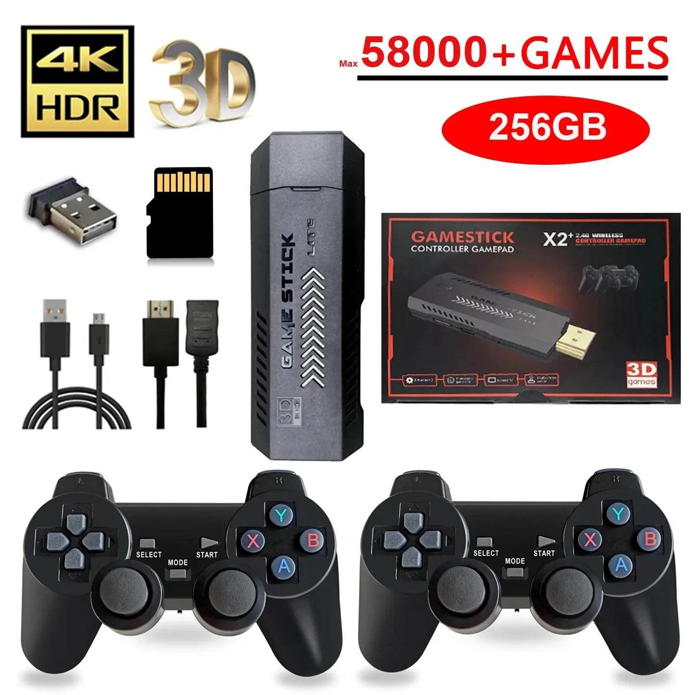 X2 Plus 256G 50000 Game GD10 Pro 4K Game Player 3D HD Retro Video Game Console Wireless Controller TV 50 Emulator For Kids Gifts - MarvelouStoree