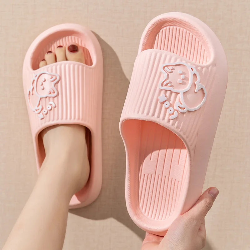 Summer Slippers Bathroom Platform Non-Slip Home Bear Cartoon Flip Flops Beach Women Slipper Sandals Slides Indoor Outdoor 2023