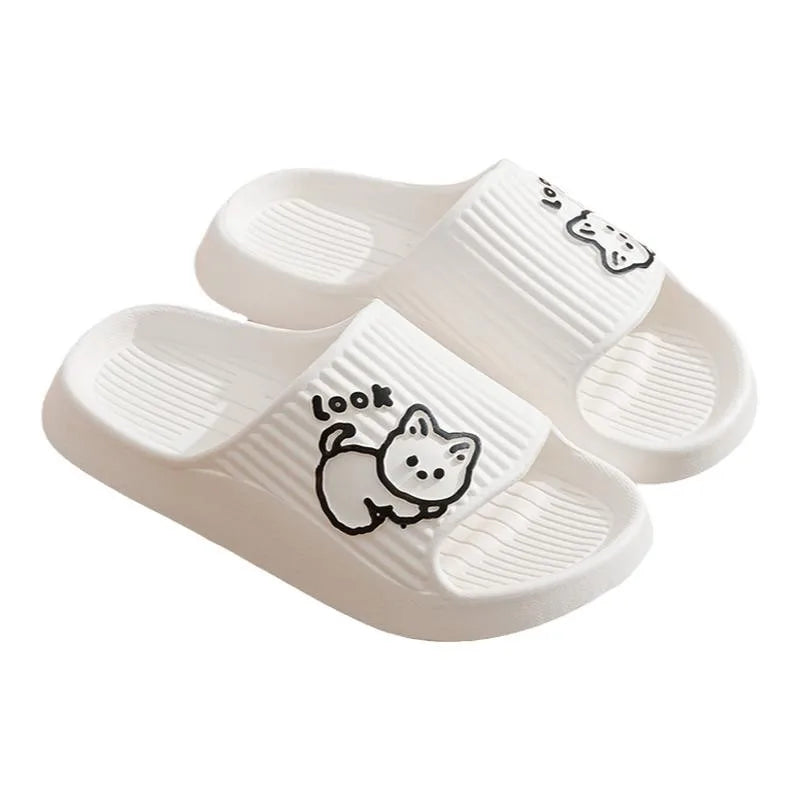 Summer Slippers Bathroom Platform Non-Slip Home Bear Cartoon Flip Flops Beach Women Slipper Sandals Slides Indoor Outdoor 2023