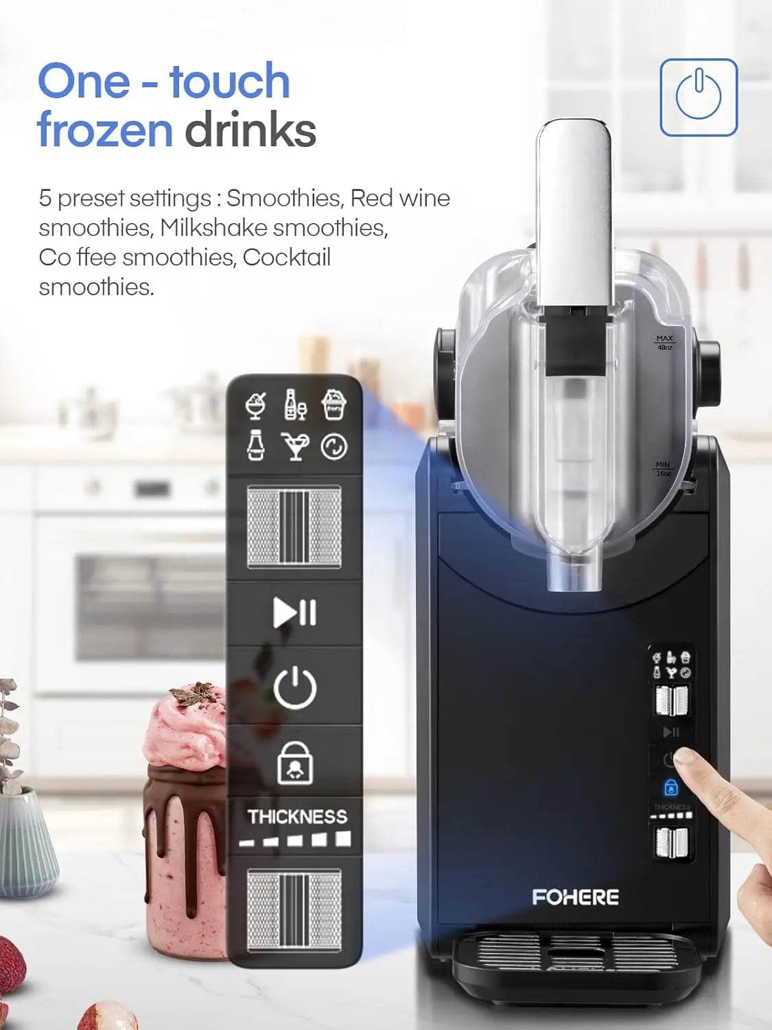 Slushie Machine with Quick-freeze Technology, 68 oz Drink & Slushy Machine, 5 Presets, Frozen , Frappés, - MarvelouStoree