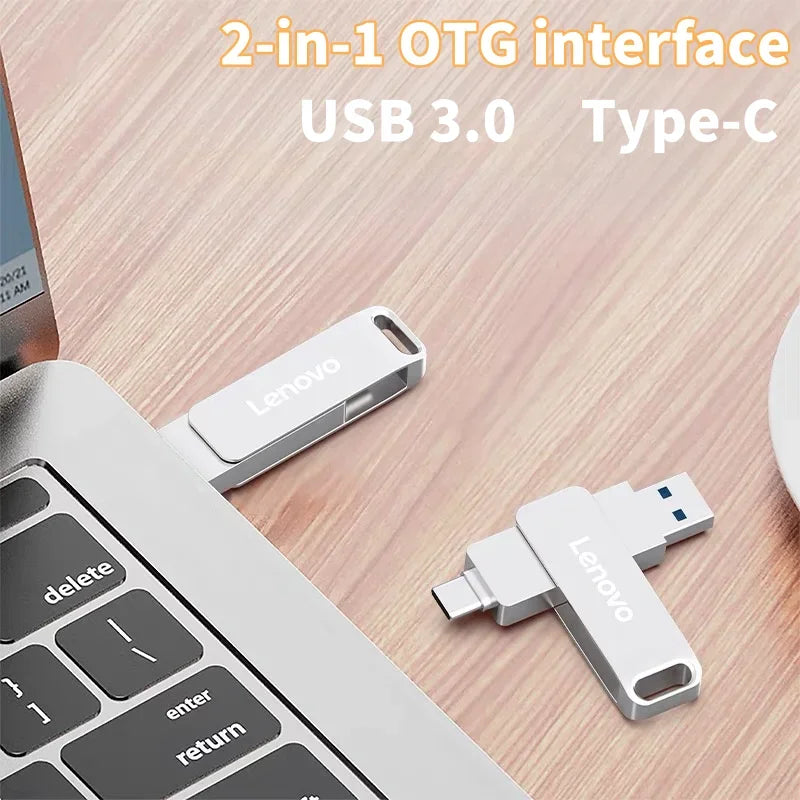 Lenovo 16TB 8TB 2 In 1 Pen Drive Type C USB Flash Drive 1TB 512GB 256GB 128GB Mobile Storage Flash Disk Gift Custom Logo For PC