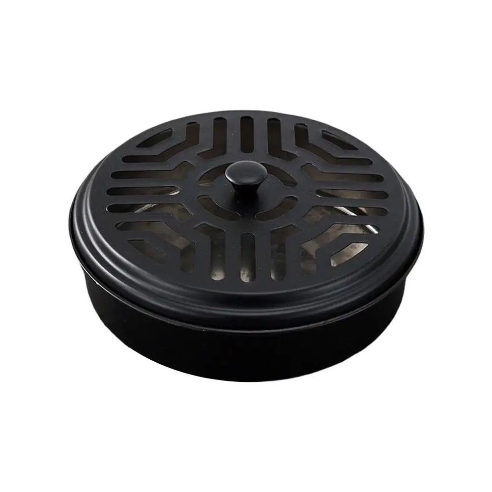 1PCS Stainless Steel Mosquito Coil Tray With Cover Mosquito Portable Coil Windproof Repellent Incense Stand Outdoor R1I2